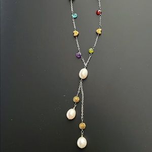 Brighton Eye Candy Silver and Gold Tone Pearl Gemstone Necklace